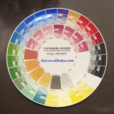 Combinazione di ceramica a quattro colori in vetro, oro, viola e ossido di ferro